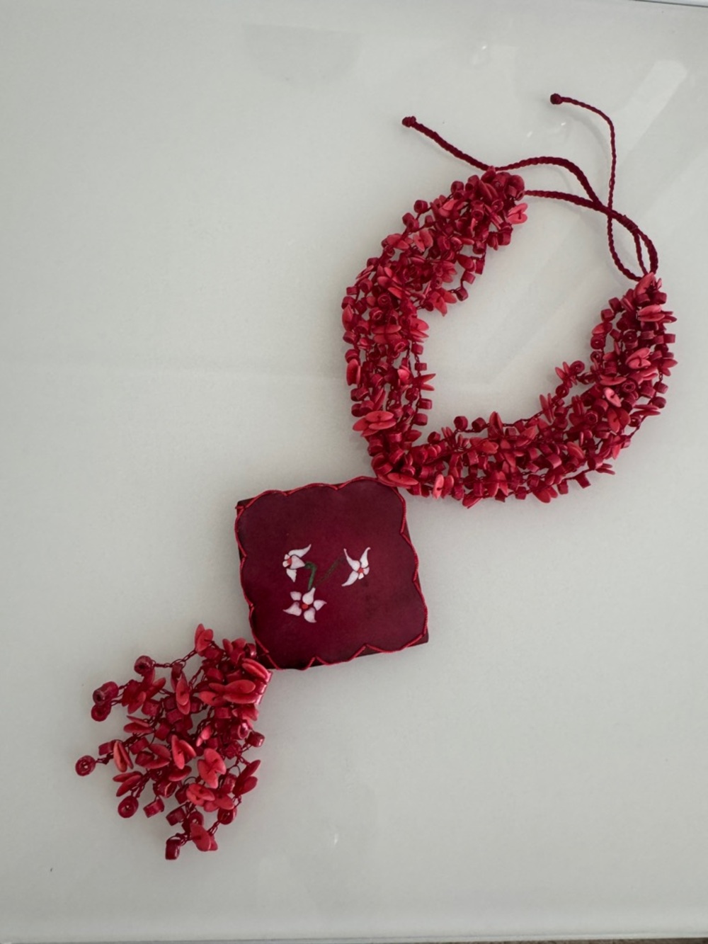Red Floral Cluster Statement Necklace - Women Jewelry